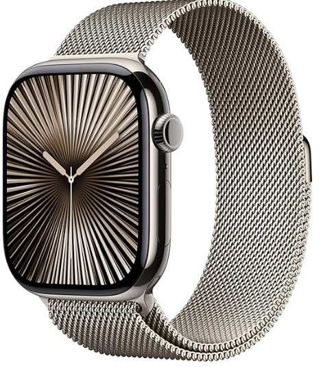 Apple Watch S10 Cellular 46mm Natural Titanium Case with Natural Milanese Loop M/L